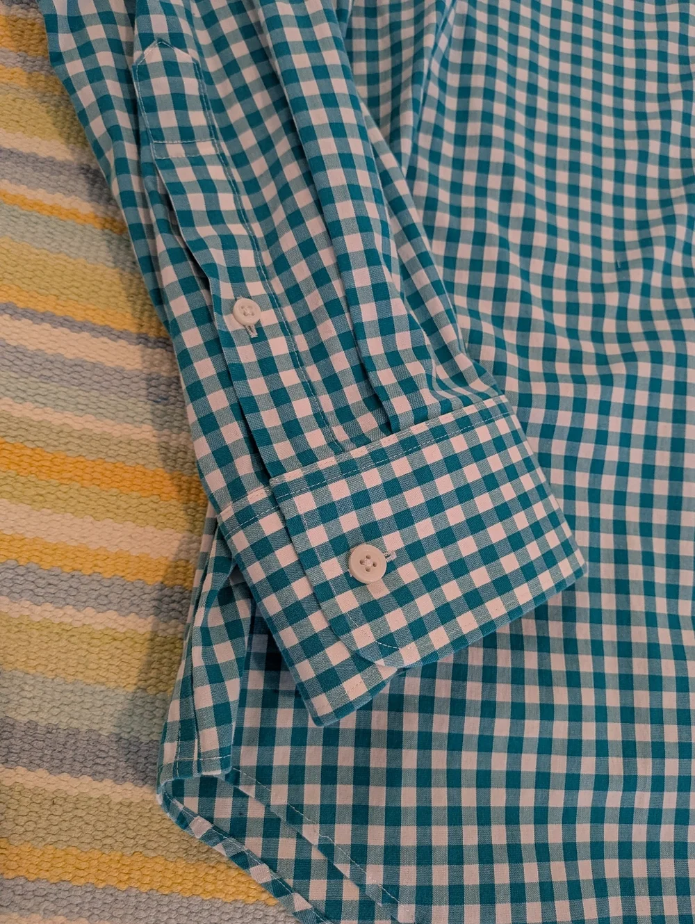 ⭐ J. Crew Teal & White Gingham Plaid Thompson Flex Wrinkle-free Dress Shirt XL